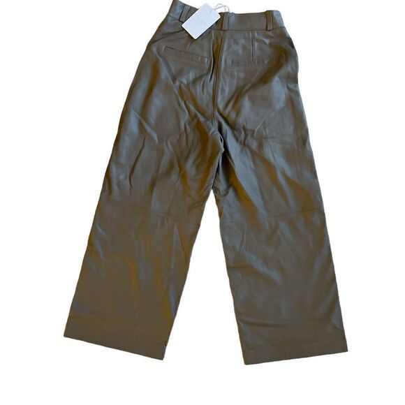 Ted Baker Cropped Wide Legs Leather Pants in Gray Size 00 - Picture 4 of 9